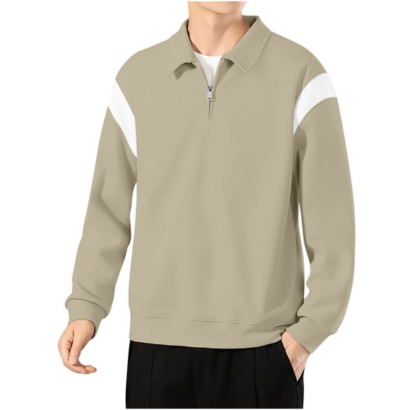 S-4X Mens Big & Tall Sweatshirts with Zipper Collar Plus Size Long Sleeve Golf Shirts Casual Pullover Color-Block Comfort Loungewear Sweatshirt Tops