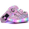 thumbnail image 1 of (Pink-38)Led Light Up Roller Shoes Double Wheel Usb Rechargeable Skating Shoes Black/pink, 1 of 3