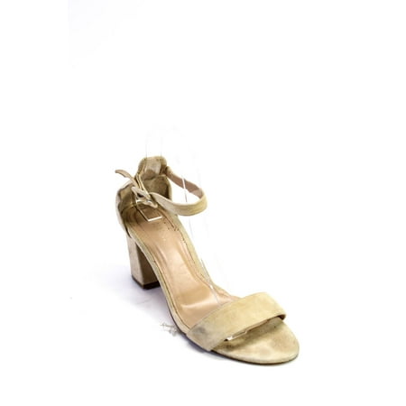

Pre-owned|Barneys New York Womens Leather Open Toe Ankle Strap Beige Pumps Size 38.5