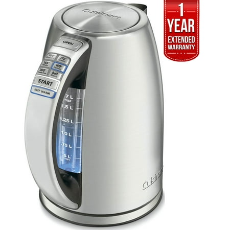 Cuisinart PerfectTemp Cordless Electric Kettle Brushed Stainless Steel (CPK-17) with 1 Year Extended