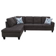 thumbnail image 3 of Hommoo Flannel 4-Seat Couch Sofa Set, L Shaped Couch Living Room Sofa Set, Sectional Sofa for Home, Apartment, Dorm, Dark Gray(No Ottoman), 3 of 9