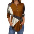 thumbnail image 1 of SwiftWear Blouse for Women Trendy 3/4 V-Neck Button Tops Summer Geometric Patterns Casual Tees 2025, 1 of 5