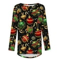 thumbnail image 4 of ZRGHAOYLQ Christmas Shirts for Women Colorful Christmas Bells Graphic Tunic Tops Funny Merry Christmas Holiday Party Pullover Tops Comfy Boat Neck Long Sleeve Blouses, 4 of 5