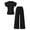 v04-0813cmj-Black, variant on Girl's 2 Piece Outfits Button Up Tank Top Baggy Pants Clothing sets Girls Fashion