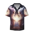 thumbnail image 3 of Goofa Fox Couple Printed Men's Casual Short-sleeved Shirt,Lightweight Breathable Button-down,Summer Casual men's top,Versatile Fashion shirt-Medium, 3 of 7