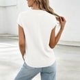 thumbnail image 5 of hoksml Women's Cap Sleeve Blouse, V Neck Henley Casual Shirt with Pockets, Loose Fit Work Tops for Office Daily Wear, 5 of 6