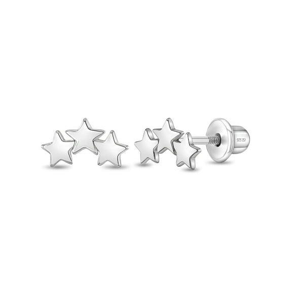 A Band of Stars Kids / Children's / Girls Earrings Screw Back - Sterling Silver
