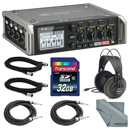 Zoom F4 Multitrack Field Recorder with Timecode w/ Samson SR850 Headphones +