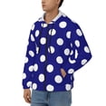 thumbnail image 2 of JUNZAN Navy And White Polka Dot Print Men's Zip Up Hoodie Athletic Hoodies Long Sleeve Hooded Sweatshirts With Pockets (S-3XL), 2 of 6
