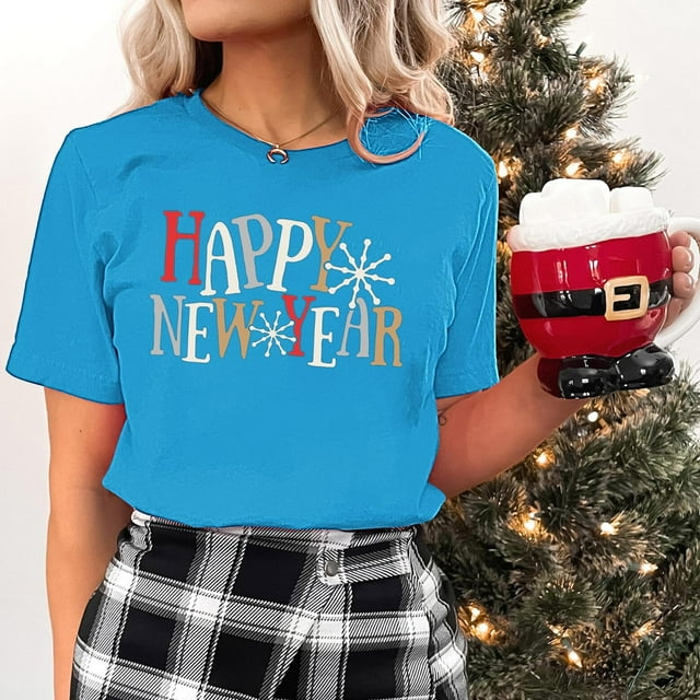 Fankiway T-Shirt Décontracté à Manches Courtes pour Femme avec Imprimé du Nouvel An, Col Rond, Haut à Manches Courtes, Haut/chemise à Manches Courtes à Col Rond, Ensemble de Vêtements pour Femmes, Tenues pour Femmes, Ensemble 2 Pcs