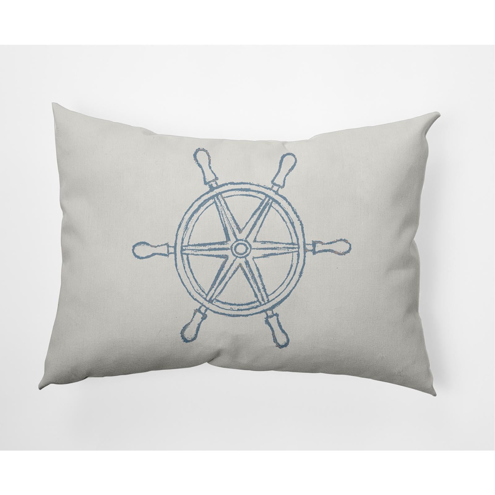 E by Design Large Ship Wheel Nautical Indoor/Outdoor Lumbar Throw Pillow