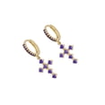 thumbnail image 4 of 2 uds pendientes de aro cruzado Ins pendientes de cristal joyería hipoalergénica de Metal para encontrar mujeres viajes diarios fiestas boda Ropa, zapatos y accesorios Miscelánea Oro Púrpura Qarigey AP016560-01, 4 of 6