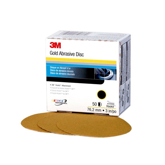 3M Hookit Gold Disc, 00919, 3 in, P120, 50 discs per carton, 4 cartons per case