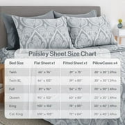 Lux Decor Collection 6-Piece Bed Sheet Set, Deep Pocket Queen Sheets Up to 16 Inch, 1 Flat Sheet , 1 Fitted Sheet & 4 Pillowcases (Queen, Grey)