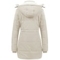 thumbnail image 2 of Chrisuno Women's Casual Winter Parka Windproof Padded Long Jacket Down Alternative Coat With Hood Beige L, 2 of 5