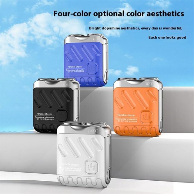 Afeitadora de Barba, Afeitadora Eléctrica Recargable, Cortador Magnético de Doble Anillo, Mini Afeitadora Eléctrica, Afeitadora de Viaje, Color Naranja