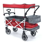 Creative Outdoor Push Pull Titanium Series Folding Wagon Stroller with Canopy | Red