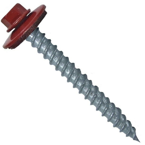 Metal ROOFING SCREWS (250)12 x 2" DARK RED Hex ReGrip Sheet Metal Roof Screw. Sharp Point metal