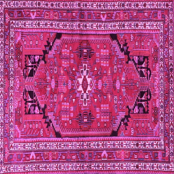 Ahgly Company Indoor Square Persian Pink Traditional Area Rugs, 7' Square