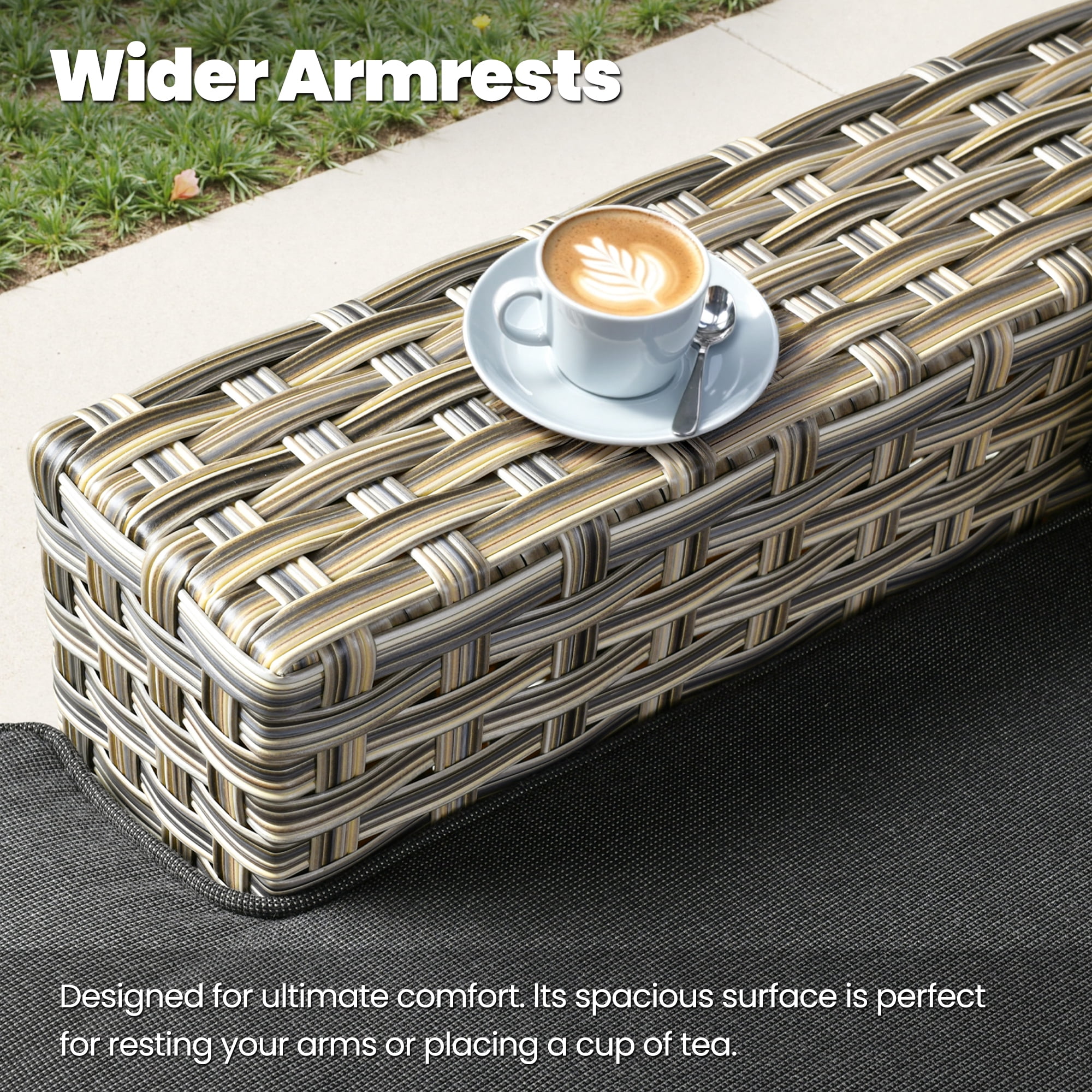Toject 9 Pieces Patio Furniture Set Outside Furniture Wicker Patio Conversation Set with Swivel Chairs, Outdoor Furniture for Garden, Black