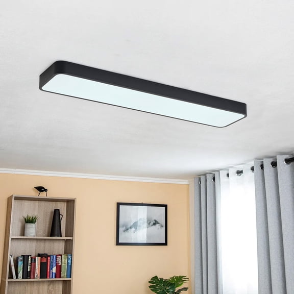 Matte Black Dimmable LED Flush Mount Ceiling Light, Minimalist Ceiling Light Fixture with PS Lampshade for Kitchen/Bedroom/Hallway/Entryway