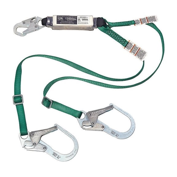Msa Safety Shock Absorbing Lanyard,Twin Leg,12 ft. 10211488