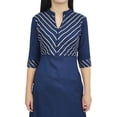 thumbnail image 5 of Bimba Women's Navy Blue Designer Tunic Kurta Kurti Indian Ethnic Party Wear-18, 5 of 6