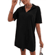 thumbnail image 2 of Vestido de Verano para Mujer, Cuello en V, Corta, Holgado, Informal, con Cuello Tipo Camiseta, Negro, Talla M, 2 of 6