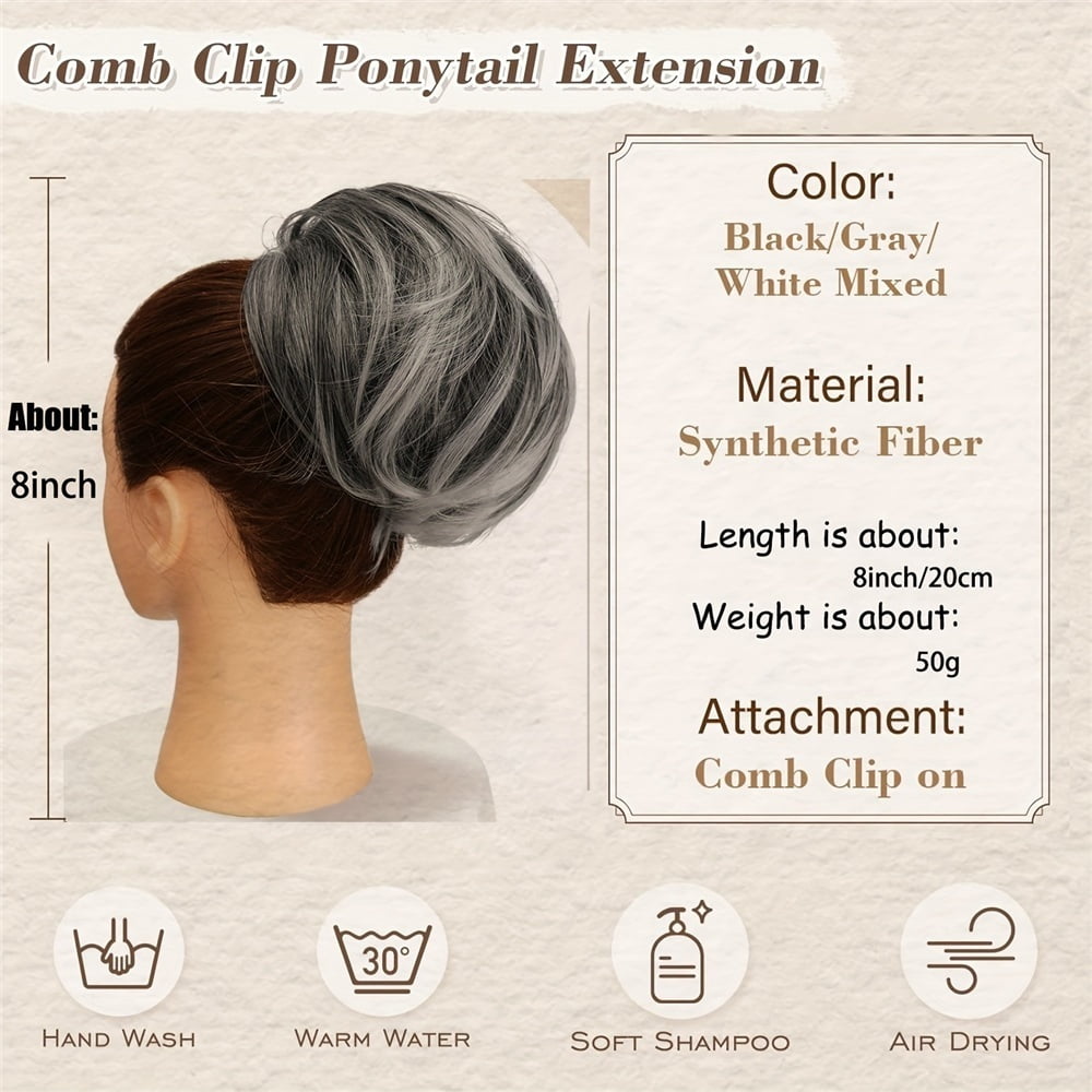 Straight Hair Bun Drawstring Synthetic Hair Extension Comb Clip Ponytail Updo Hairpiece