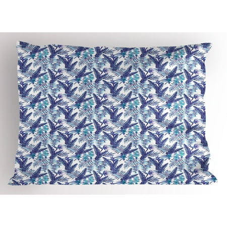 - Banana Leaf Pillow Sham Artistic Summer Plants Leafage and Flowers Hawaiian Nature, Decorative Standard Size Printed Pillowcase, 26 X 20 Inches, Dark Purple Turquoise White, by Ambesonne