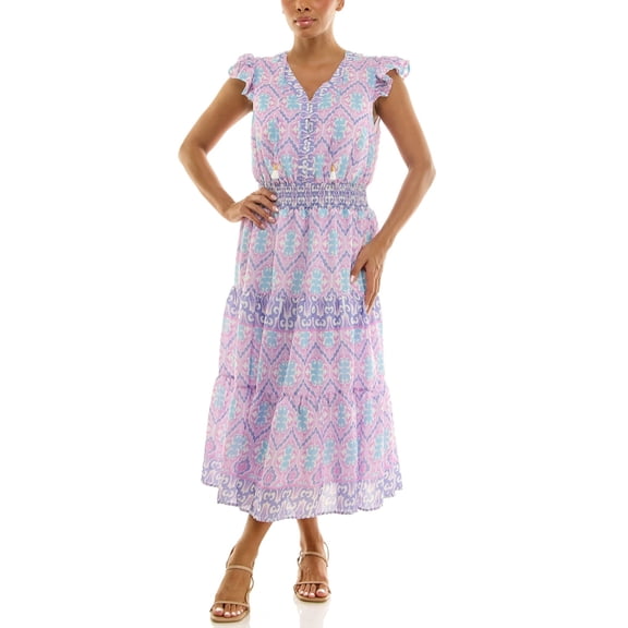 Nanette Lepore Women's Flutter Sleeve Tassel Midi Dress, Sizes XS-XXXL