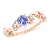 ANGARA Natural Tanzanite and Diamond Ivy Scroll Engagement Ring in 14K Rose Gold for Women (Size-5mm) | December Birthstone, Birthday, Anniversary, Jewelry Gift for Women | Natural Tanzanite Ring
