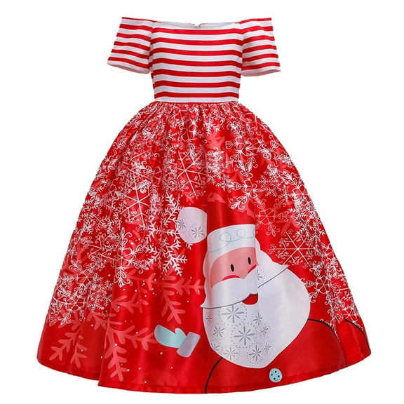 FhsagQ Dresses Girls Christmas Dresses Size 14-16 Black Kids Child Girls Pageant Gown Christmas Xmas Dance Party Princess Dress Baby Girls' Dresses Cotton Red 5-6 Years