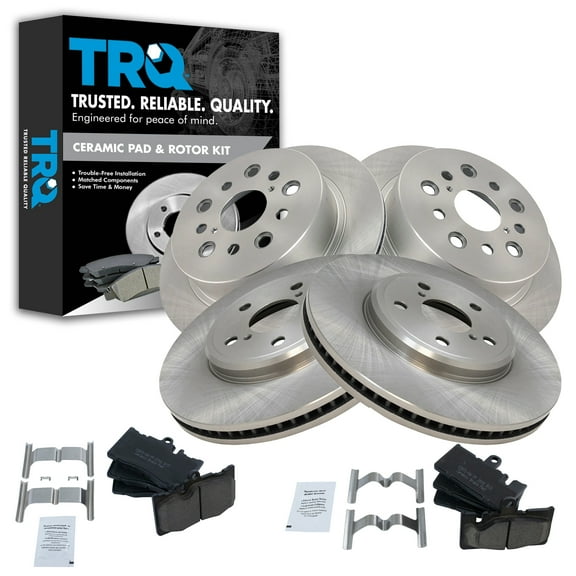TRQ Front and Rear Brake Pad & Rotor Kit Brake Pads Brake Rotor Ceramic Fits Select 2001-2006 Lexus LS430