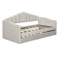 thumbnail image 6 of ARCTICSCORPION Velvet Twin size Modern Multi-Function Upholstered Sofa Bed with Trundle, Beige, 6 of 9