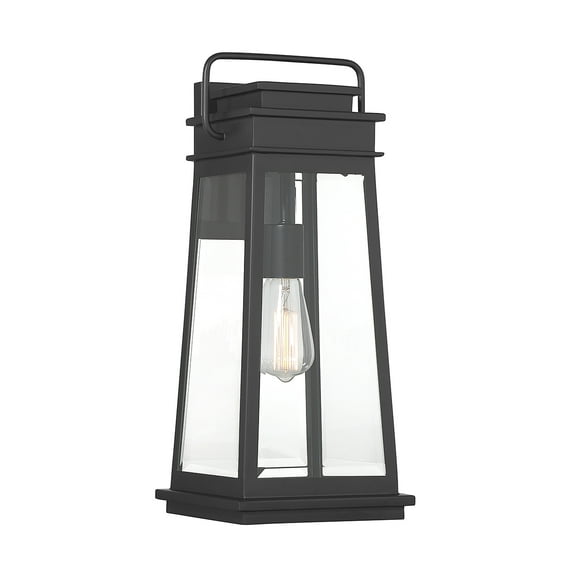 Matte Black One Light Outdoor Wall Lantern from the Boone Collection