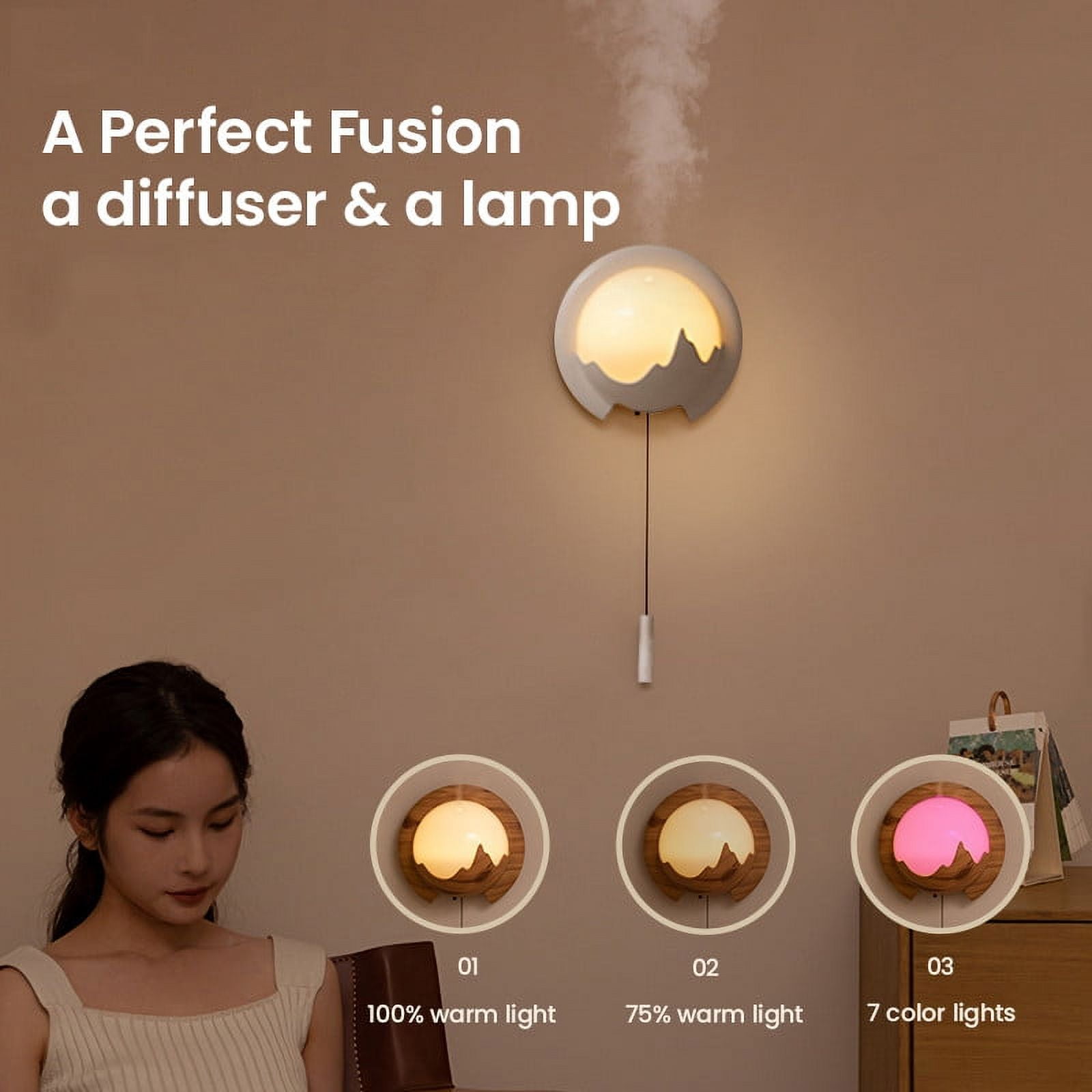 Christmas Savings Clearance! FELTREE Wall Mounted Night Light Humidification 3 Lighting Modes Silent Mist Humidifier with Remote Control Room Adjustable Mist Mode Suitable for Home, Office