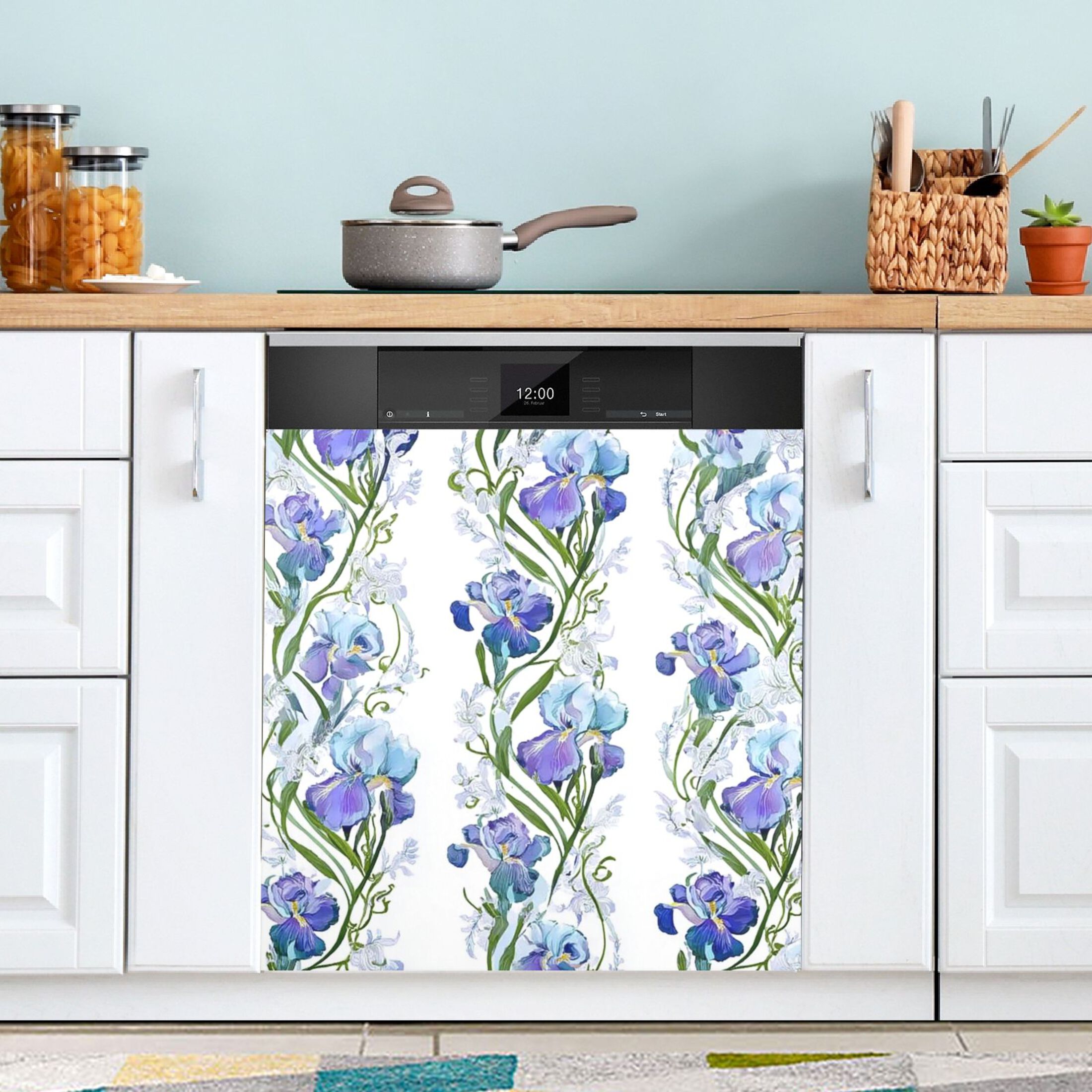 IAUYY Magnetic decorative sticker - 23x26 Inch PVC Refrigerator Decorative Cover, Removable DIY Art for Kitchen Appliances Delicate Green