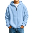 thumbnail image 2 of Boys Quarter Zip Hoodies Waffle Knit Long Sleeve Hooded Sweatshirts Teens Pullover Tops Clothes 3-14 Years, 2 of 6