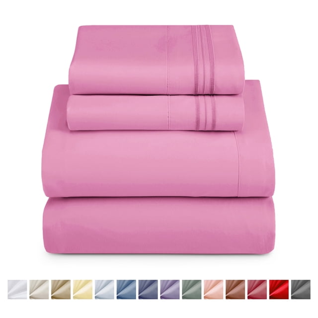 Nestl Sábanas Split King para Cama Ajustable, Juego de 5 Piezas Microfibra Suave la Serie 1800 con Bolsillo Profundo, Color Rosa Claro.