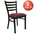 thumbnail image 3 of Flash Furniture 2 Pack HERCULES Series Black Ladder Back Metal Restaurant Chair - Burgundy Vinyl Seat, 3 of 14