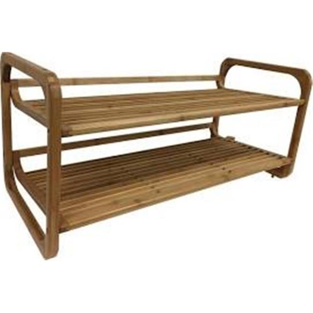 Zora ZR30BSH 2 Tiers Shoe Rack 100 Percent Bamboo - Brown