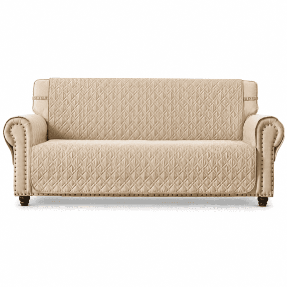 Beige 68" Quilted Waterproof Nonslip Sofa Slipcover Furniture Protector for Pets