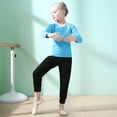 thumbnail image 2 of Kids Girls Base Layers Set Long Sleeve and Pants Active Undergarments for Dance, Ballet, Gymnastics, Performance in Winter, 2 of 8