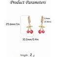 thumbnail image 6 of CZ Cherry Huggie Hoop Earrings for Women Gold-Toned Crystal Green Red Fruit Dangle Drop Hoops Earring Dainty Lightweight Charm Shining Summer Jewelry for Mother Sister, 6 of 6