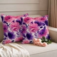 thumbnail image 2 of Spring Floral Pillow Covers 2 Pack Pink Purple Wildflowers Plants Leaf Linen Texture Pillowcase Waterproof Outdoor Throw Pillow Cover for Patio Garden Square Cushion 26”x26”, 2 of 9