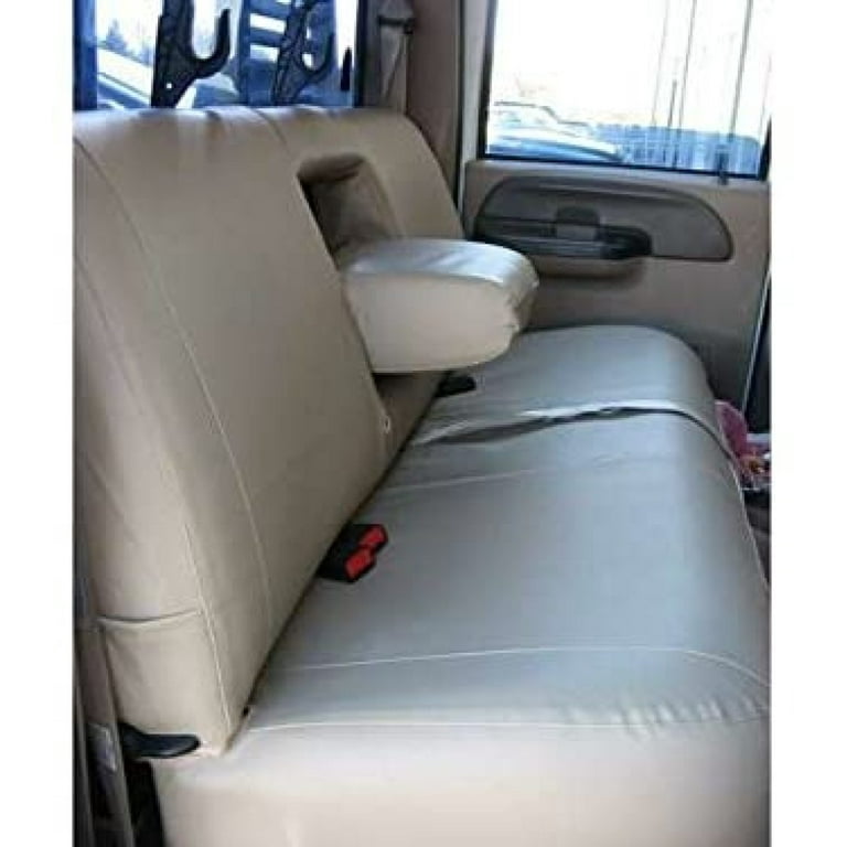 Durafit Seat Covers Made to fit 1999-2007 F250-F550 Rear Bench Seat with  Integrated Armrests and Drink Tray Seat Covers in Taupe Velour Fabric 