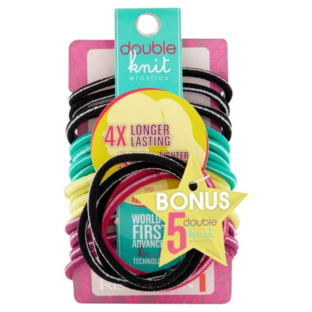 4 Pack Remington Double Knit Brights Hair Elastics 17 Count