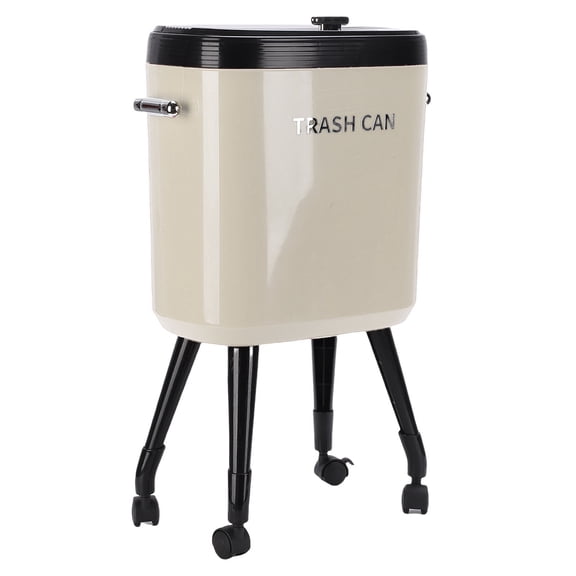 Kitchen Essentials Tall Trash Can with Wheels Large Capacity Narrow Garbage Bin for Kitchen Bathroom Sturdy PP ABS Material 15L 35.5 x 19.5 x 50cm