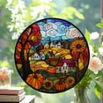 thumbnail image 2 of Boho Autumn Harvest Village Stained Glass Suncatcher Window Hangings, Suncatchers Colorful Glass Panel Sun Catchers Gifts, Decoration for Home Garden Christmas Party Wedding,, 2 of 6